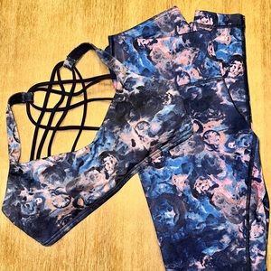 Lululemon Wunder Under Full on Luon leggings size 8 Free to be Wild bra size 10